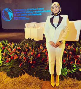 Farah Abdool, Senior Legal Counsel, Criminal Justice Unit at a Regional Conference on the Social and Humanitarian Impact of Autonomous Weapons in Belen, Costa Rica