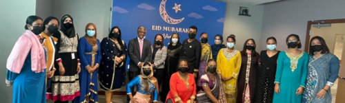 The Honourable Attorney General, the Honourable Minister in the Ministry, the Permanent Secretary and the Criminal Justice Unit participating in Eid celebrations