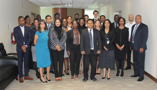 Members of the CJU in collaboration with the UNODC at the Legal Drafting and Verification workshop on the Development of a new Firearms Act. Participants represented several stakeholder entities including - the AGLA, the Legislative Drafting Department, the Law Reform Commission, the Judiciary, the Director of Public Prosecution’s Office, the Ministry of National Security, the Defence Force and Coast Guard, the Police Service, the Prisons Service, the Forensics Science Center, the Public Defenders’ Department, the Municipal Police Service, the Customs and Excise Division, CARICOM IMPACS, Firearms Instructors Regional Association and Firearms Dealers. 