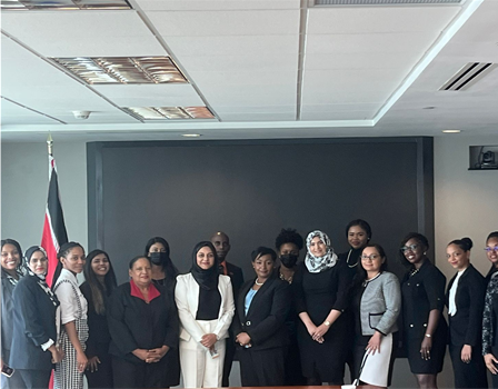 The Criminal Justice Unit and Judicial Education Institute of Trinidad and Tobago teams collaborate on “Joining the ICC List of Counsel” event. 
